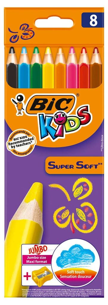 BIC KIDS Dreikant Buntstifte SuperSoft 8er Kartonetui