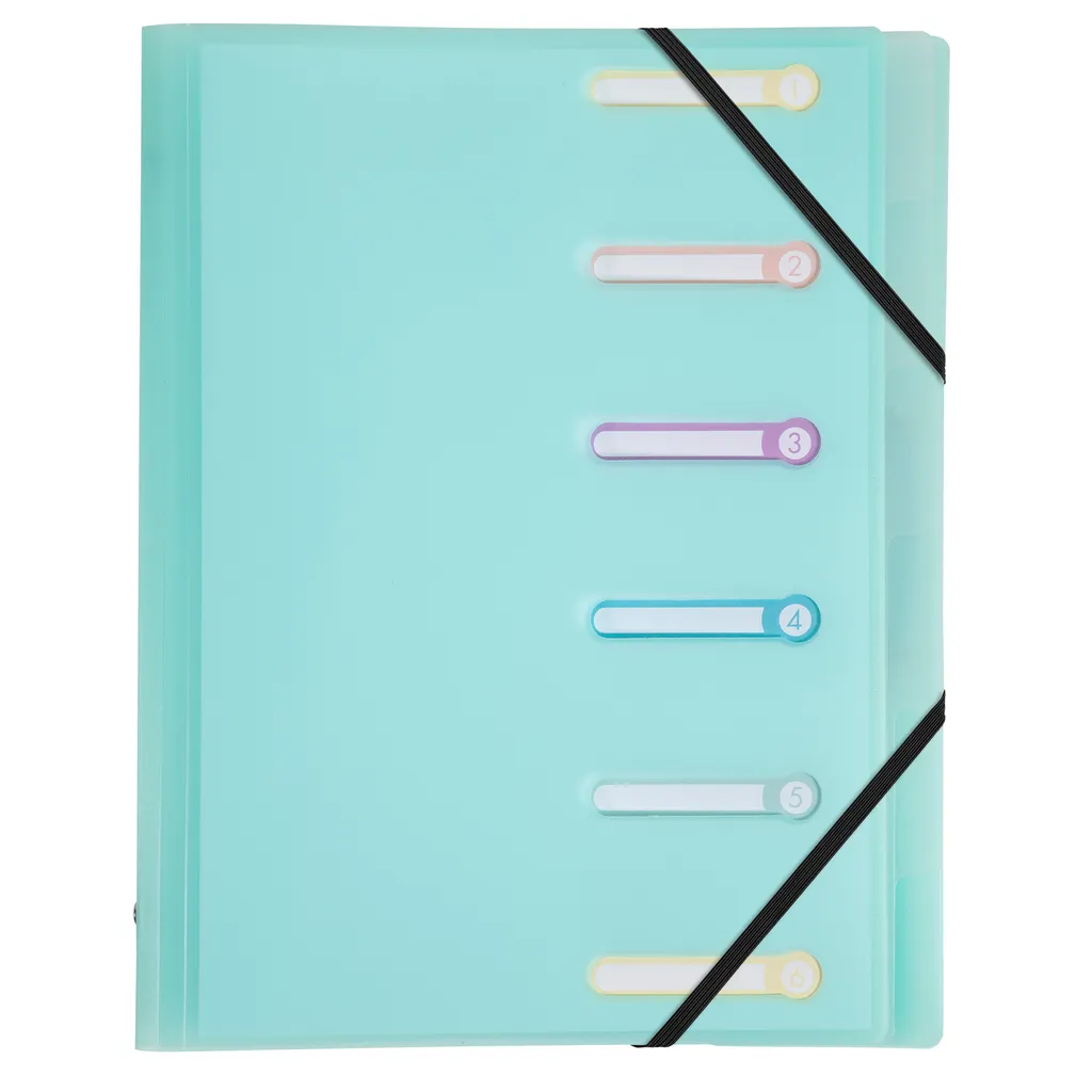 Exacompta 10x Trieur PP 3 rabats Pastel 6 compartiments 56170E Polypro