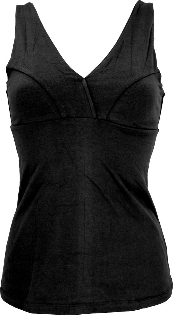 Boho Trägertop, Festivaltop, Goa Top - Schwarz, Damen, Baumwolle,Elasthan, Größe: L
