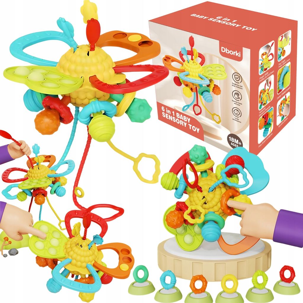 Dborki | Motorikspielzeug - Sinnes Spielzeug - Spielzeug 6in1 - Bunte Farben - Motorikfördernd und Antistress