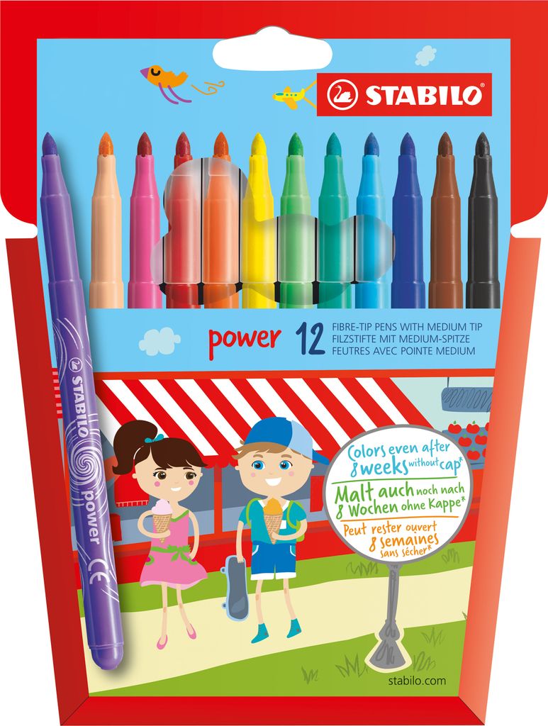 Plstěné pero - STABILO power - balení 12 kusů - 12 různých Obrázek produktu 