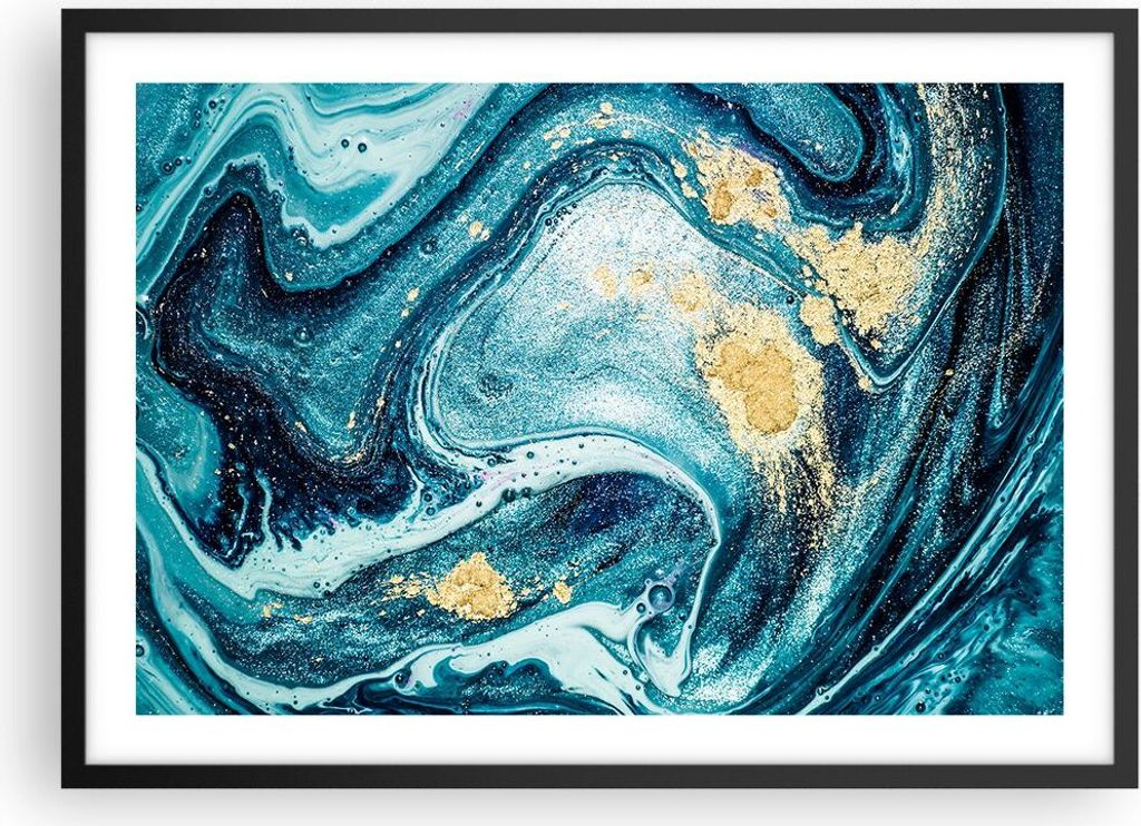 Gerahmtes Poster - Schwarzer Rahmen - Abstraktion modern - 70x50 cm - Wand Bild - Wanddeko - Wandbilder - Kunstposter - Wandposter - Bilderrahmen -...