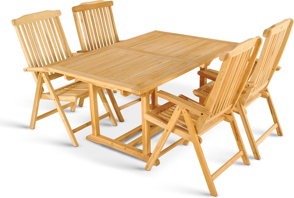 SAM Gartenmöbel Set 5tlg Teak Gartentisch ausziehbar 180-240 cm KUBA/ARUBA
