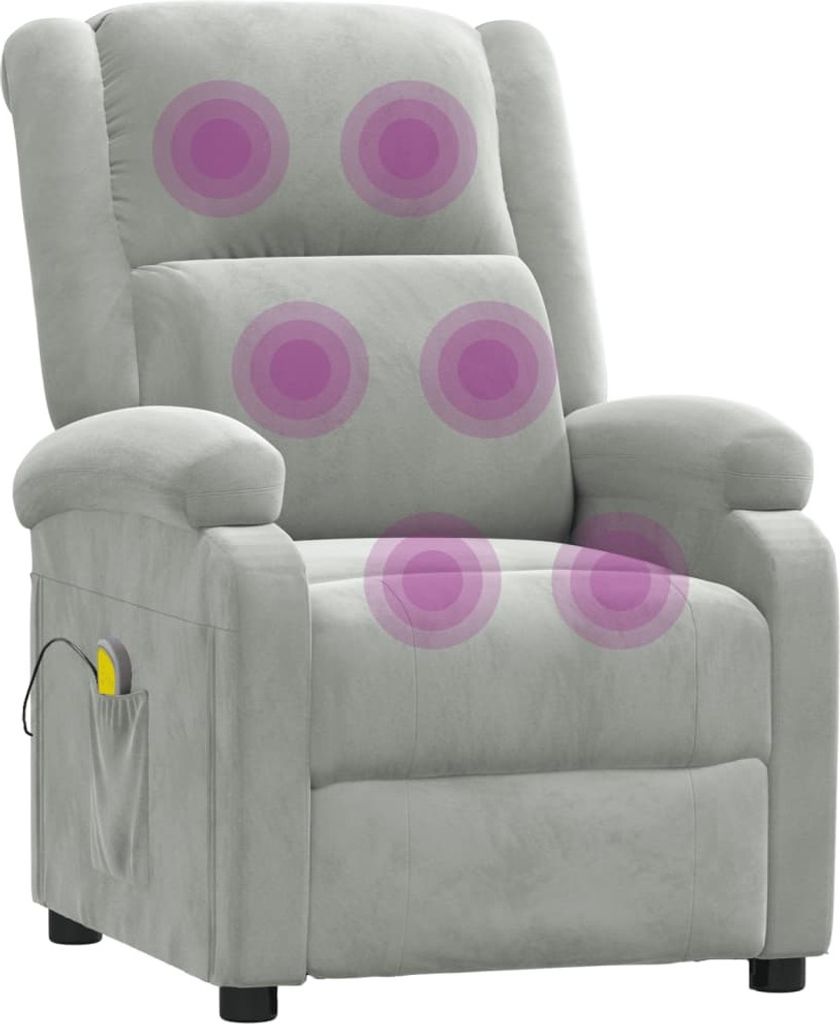 Massagesessel Hellgrau Samt