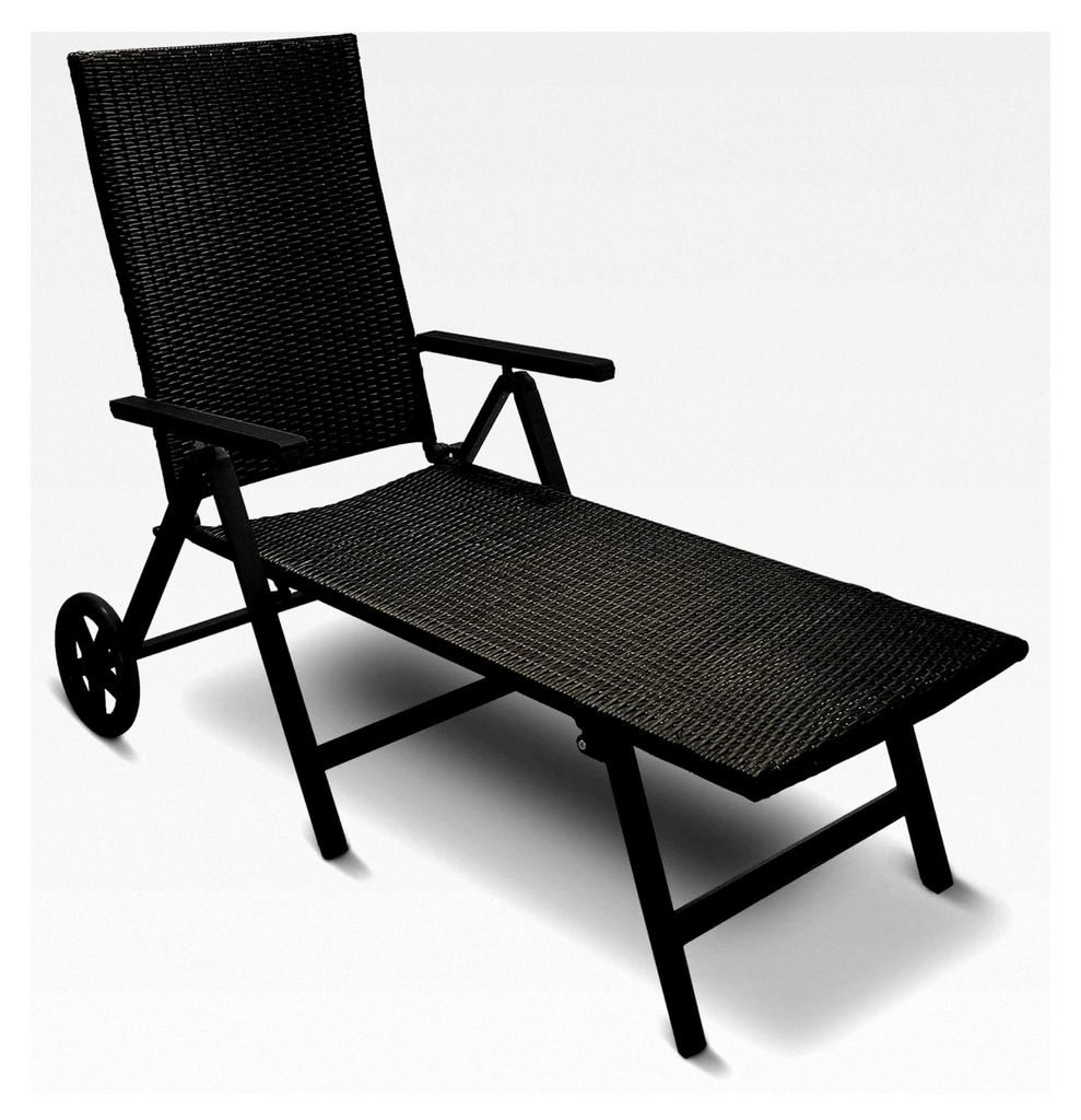 Aluminium Polyrattan Rollliege verstellbare Relaxliege 120 kg belastbar Sonnenliege Klappbare Gartenliege Campingliege Grau