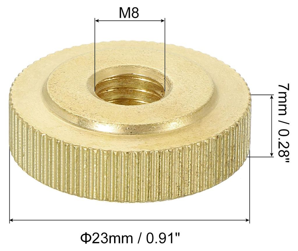 Ger?ndelte Daumenmuttern, 1 Stš¹ck M8 x D23mm x H7mm Messing Griffmuttern R?ndelmuttern mit Hohem Kopf Befestigungselemente fš¹r 3D-Drucker Tei...