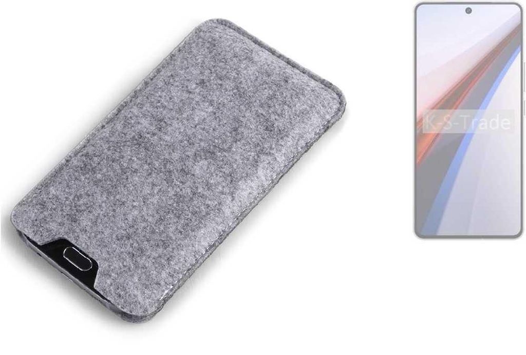 K-S-Trade Filz Handyhülle kompatibel mit Vivo IQOO 12 Schutzhülle Filztasche Filz Tasche Case Sleeve Handy Hülle Filzhülle grau