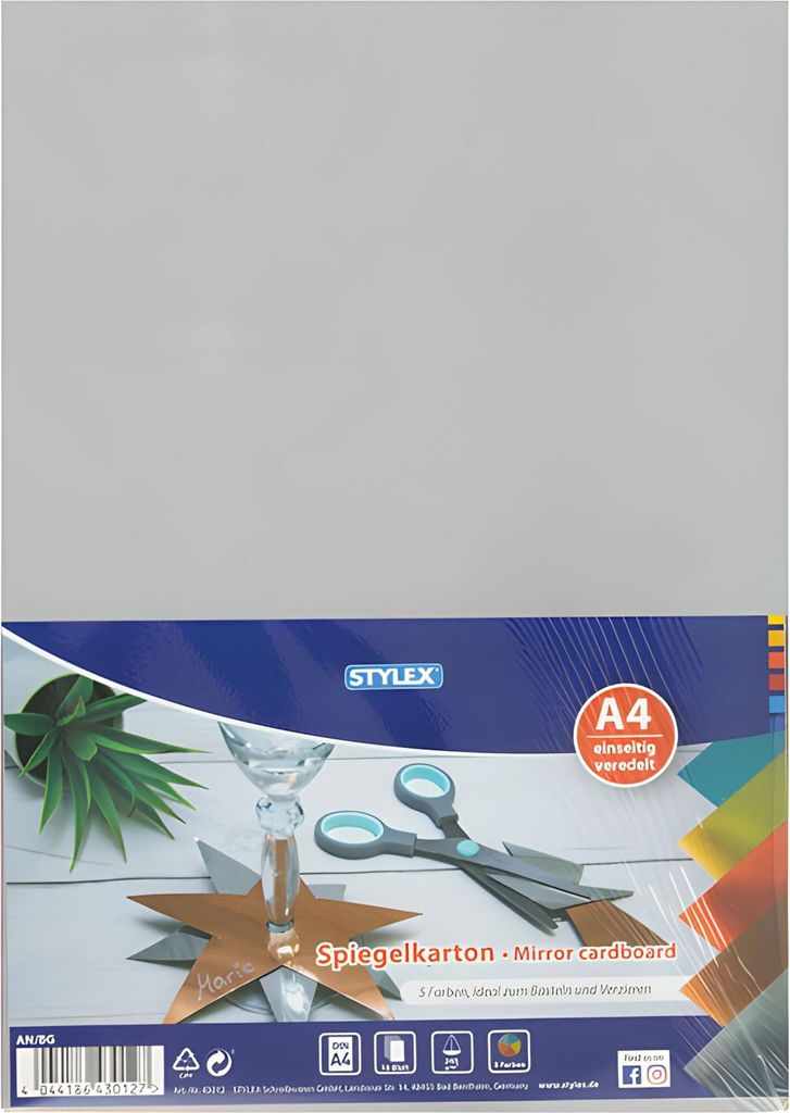 STYLEX SCHREIBW Spiegelkarton A4 10 Blatt Bastelkarton Metallic