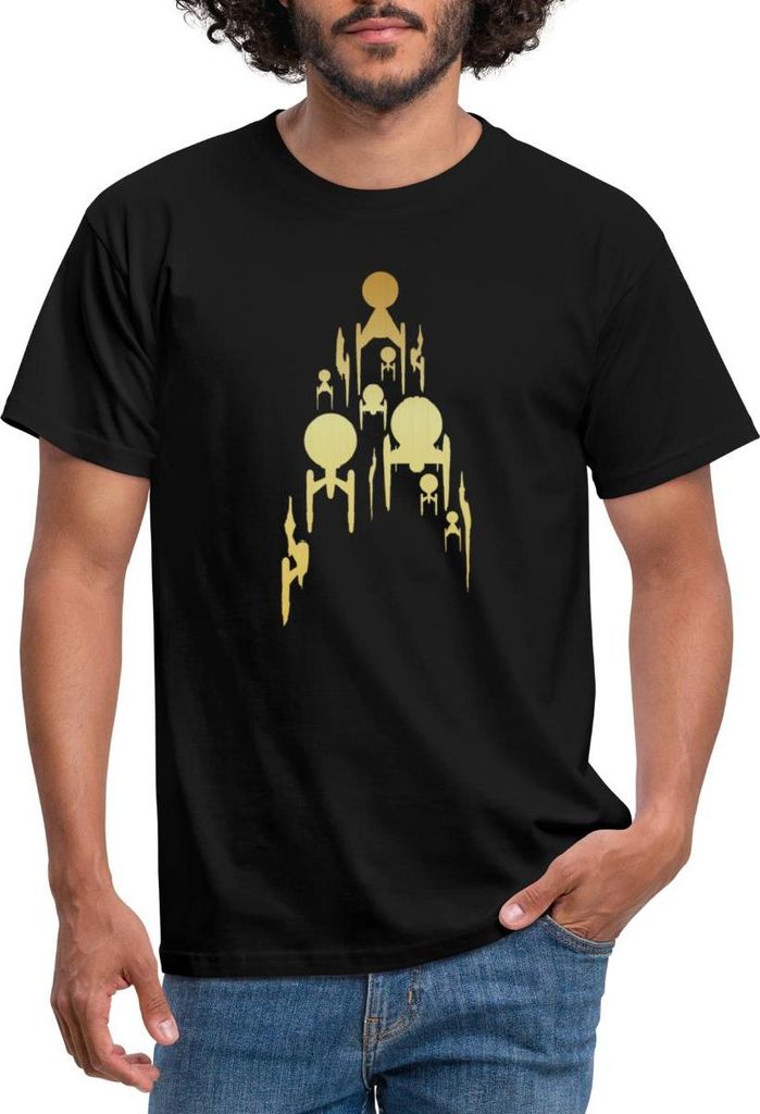 Spreadshirt Star Trek Discovery Gold Raumschiff Männer T-Shirt, 4XL, Schwarz