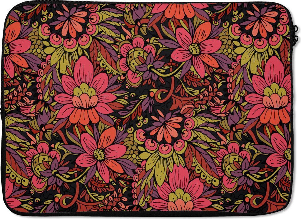 MuchoWow Laptop Hülle 14 ZollBlumen - Blätter - Design Laptoptasche - Laptoptasche - Stoßsicher - Schutzhaube