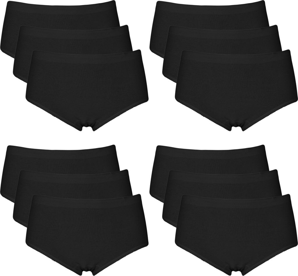TEXEMP 6er Set Damen Slips Hüftslip Unterwäsche Unterhosen Baumwolle | B131 - Schwarz - 52/54 - 6 Stück