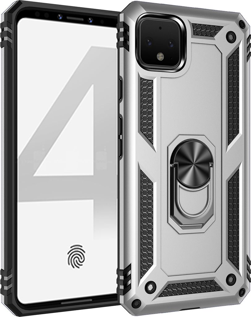 LaimTop Google Pixel 4 XL Hülle, Hybrid Robuste Rüstung Drehbarer Ring Halter Ständer Dual Layer Hard PC + TPU Stoßfest Schutzhülle für Googl...