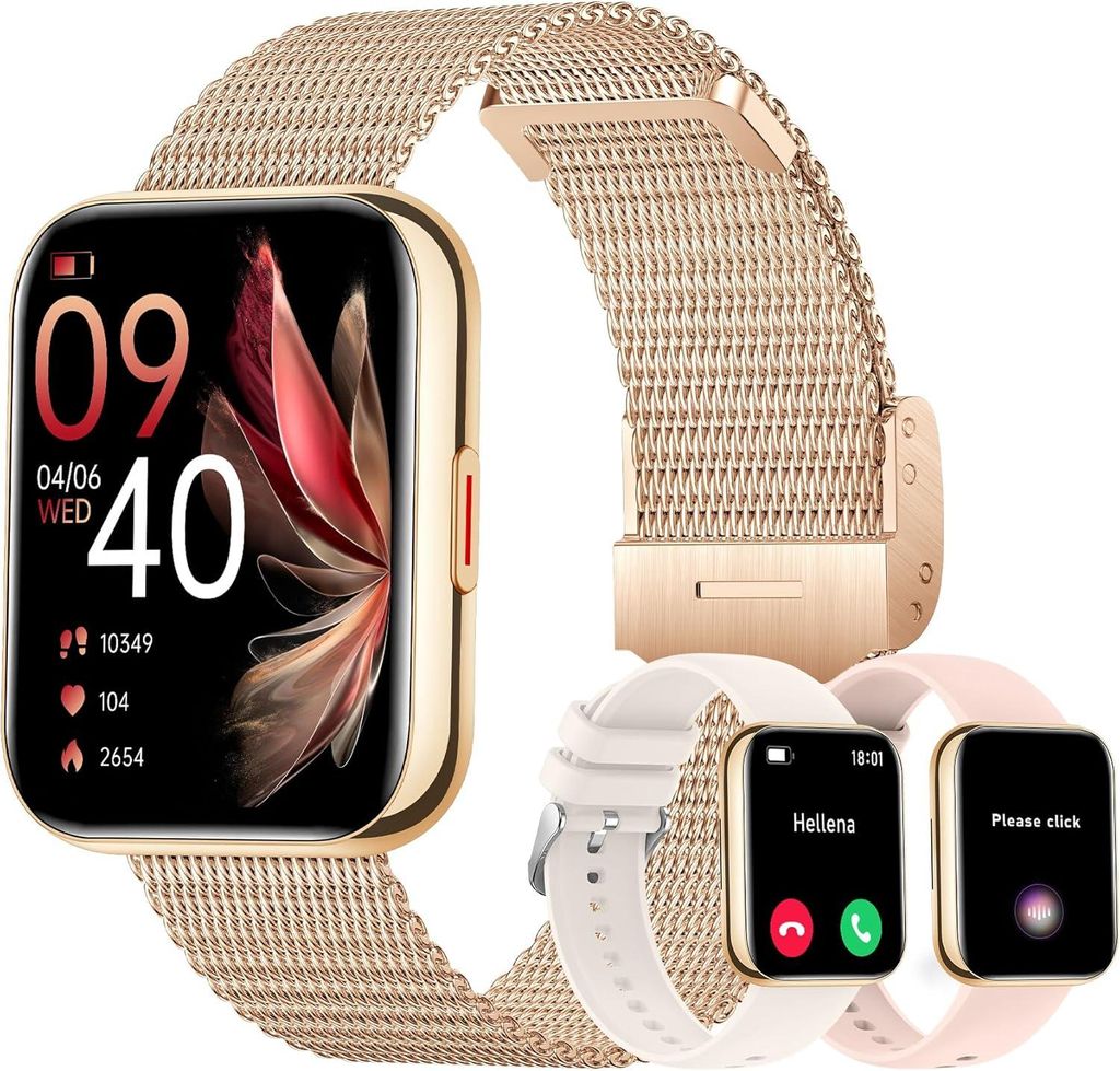 Betatree Smartwatch Damen 1.85 Zoll mit Telefonfunktion, WhatsApp, 110+ Sportmodi, Fitness-Tracker, Herzfrequenz, SpO2 & Schlafmonitor