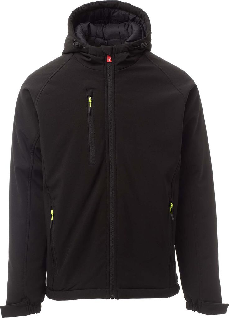 Mivaro Herren Winter Softshelljacke in Schwarz - Winterjacke mit fester Kapuze - wattierte Jacke wasserdicht und winddicht, Stehkragen, Regular Fit...