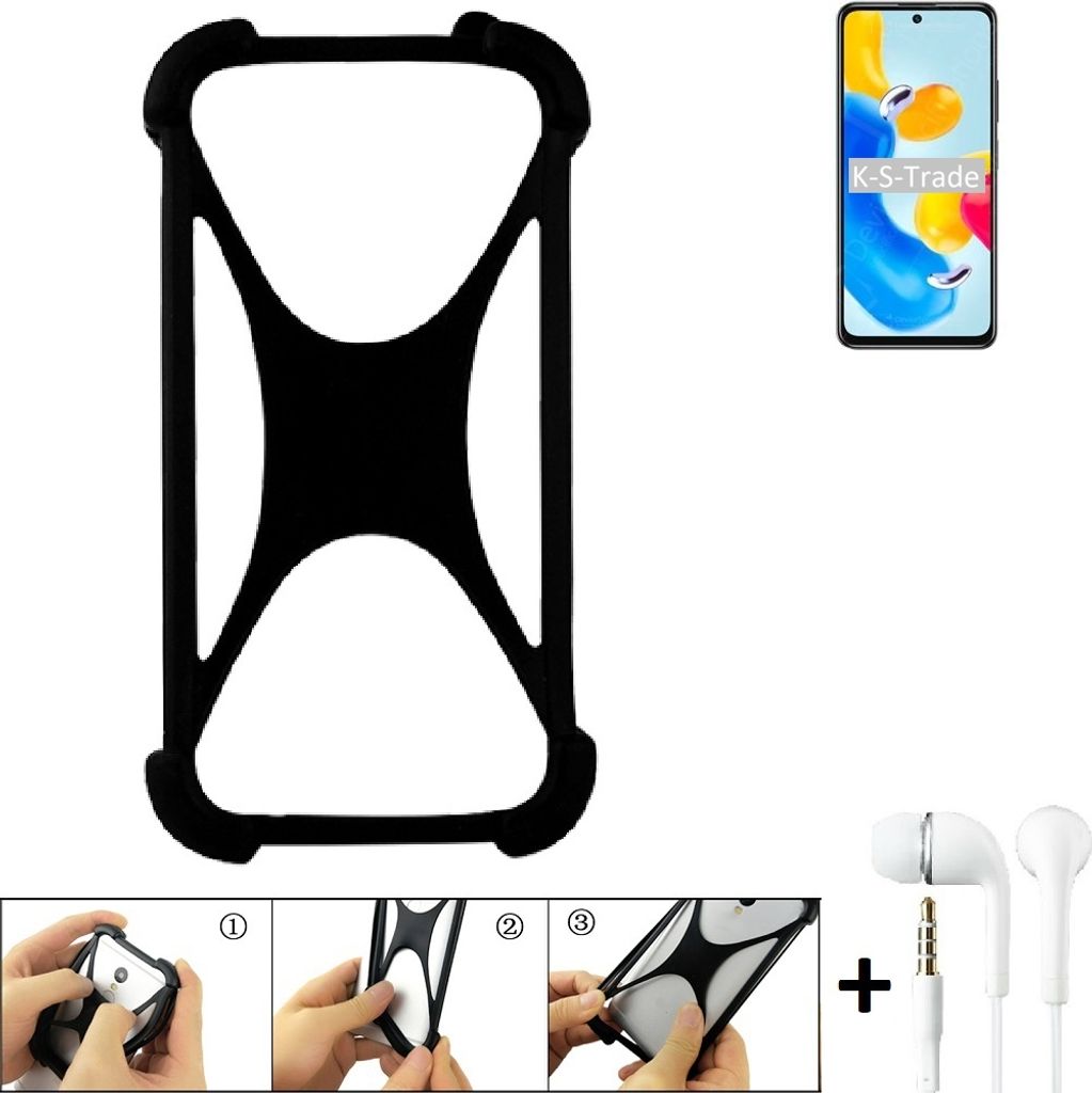 K-S-Trade Handy-Hülle + headphones kompatibel mit Xiaomi Redmi Note 11S 5G Schutz-Hülle Bumper Silikon Cover Case Silikoncase Silikonbumper TPU