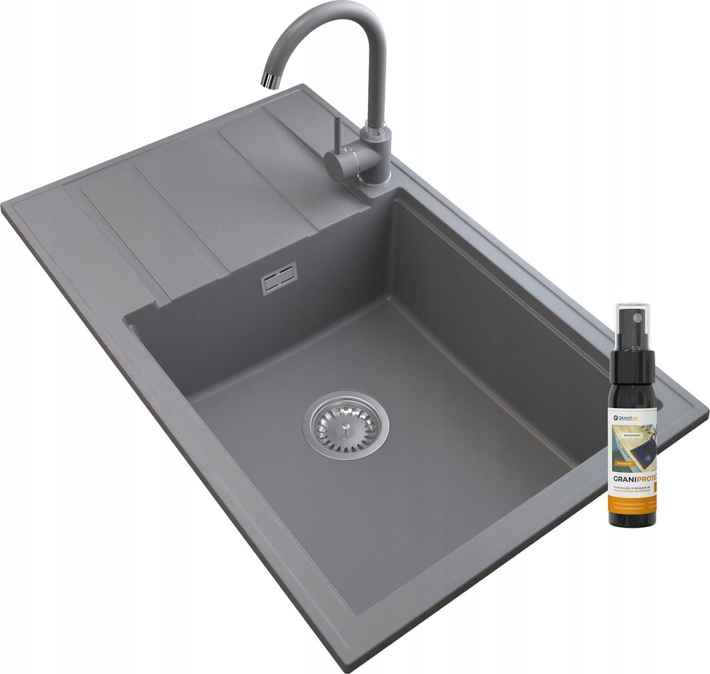 Granitan | Granitspüle LOUIS - 800 x 500 mm - Grau - Produktbild 