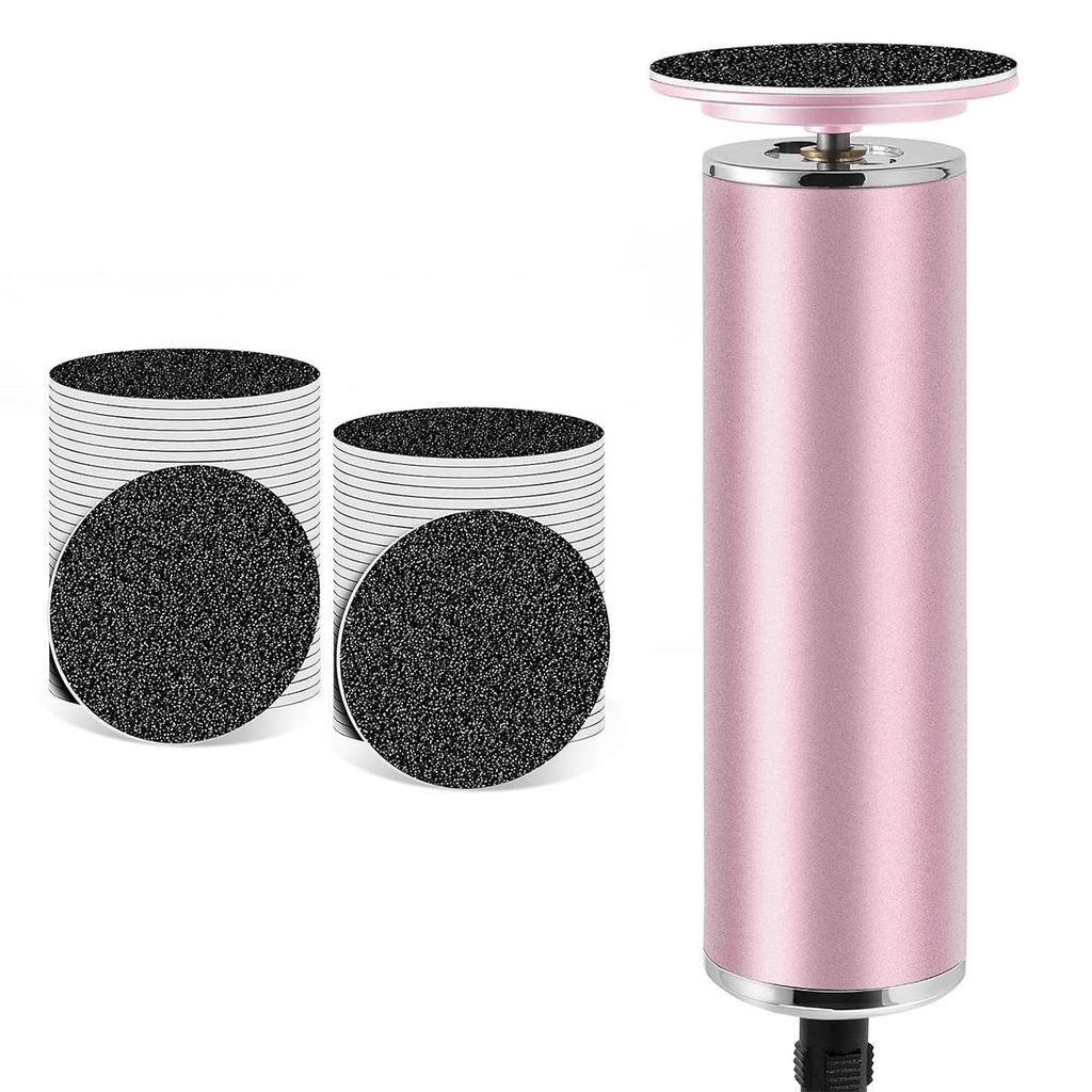 Elektrischer Hornhautentferner mit 60 Pads, Netzbetrieb, Aluminium, verstellbar, Pink