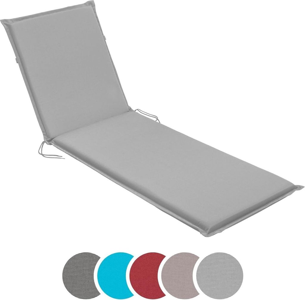 sleepling - Gartenliege Auflage, Polster Sonnenliege, 190 x 58 cm, 6 cm dick, silber