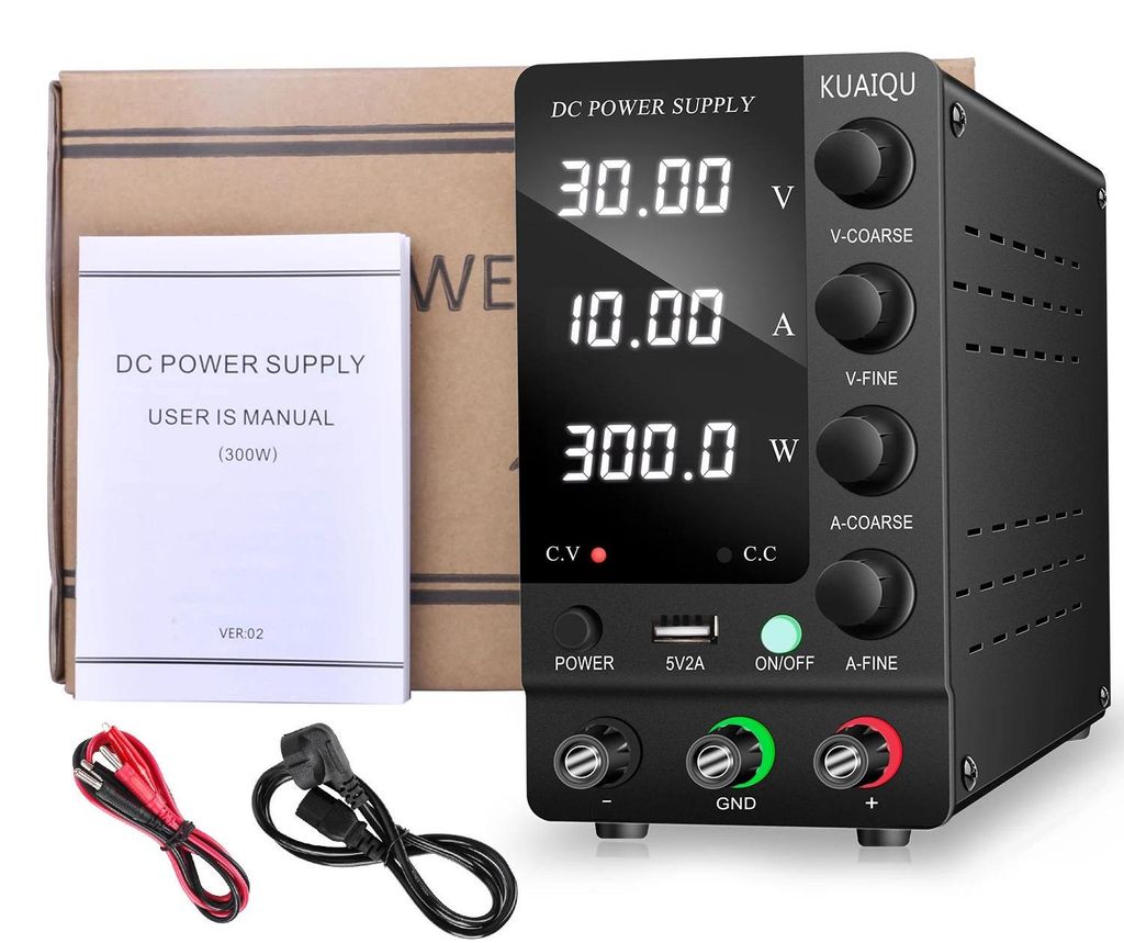 Labor Netzgerät DC - Tischnetzteil 30V 10A - Einstellbare Spannung und Stromstärke - Digitalanzeige - Single Output - 150–500W - Schwarz