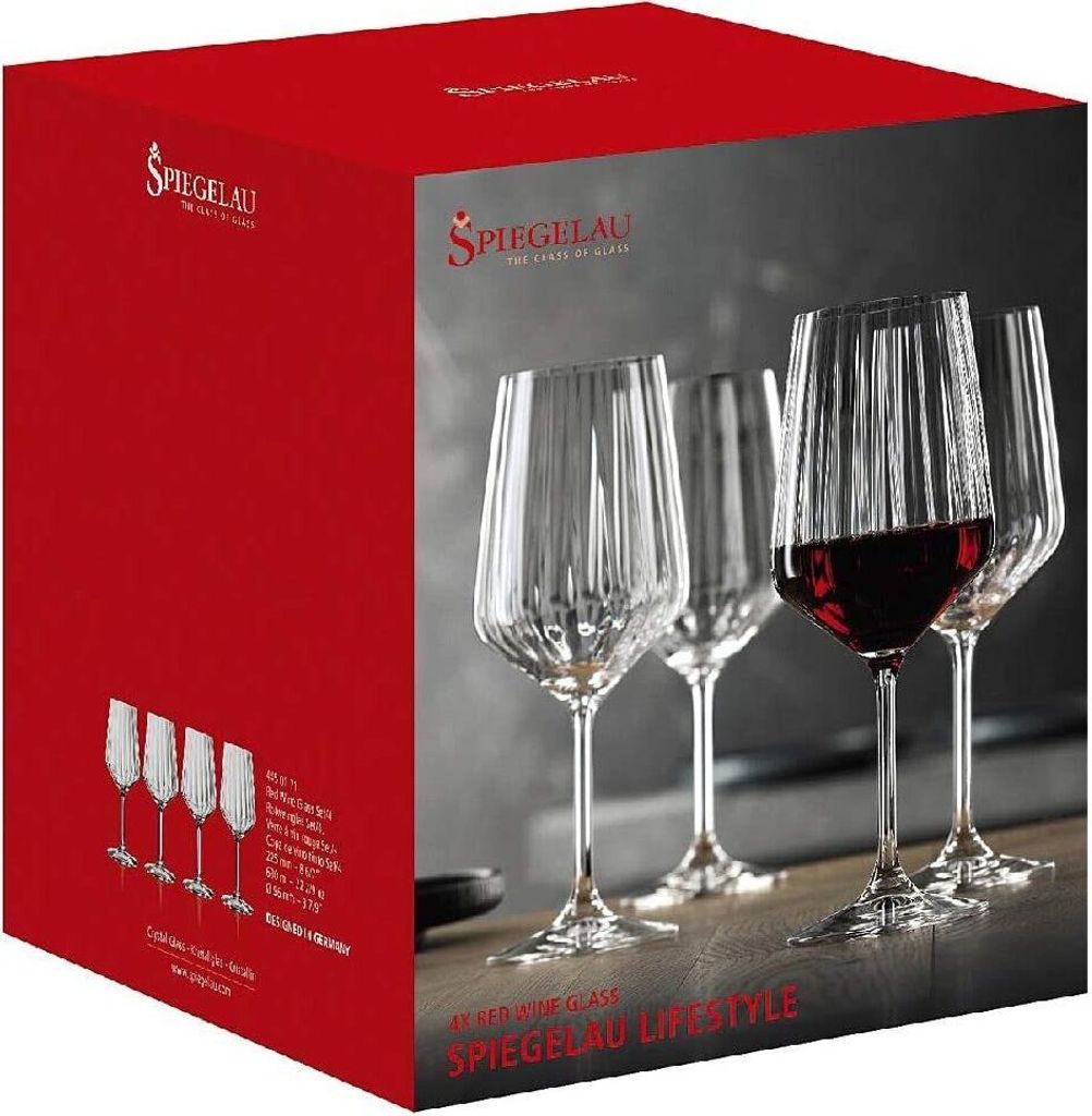 Spiegelau Vorteilsset 2 x 4 Glas/Stck Rotweinglas 445/01 LifeStyle 4450171 und Geschenk + Spende