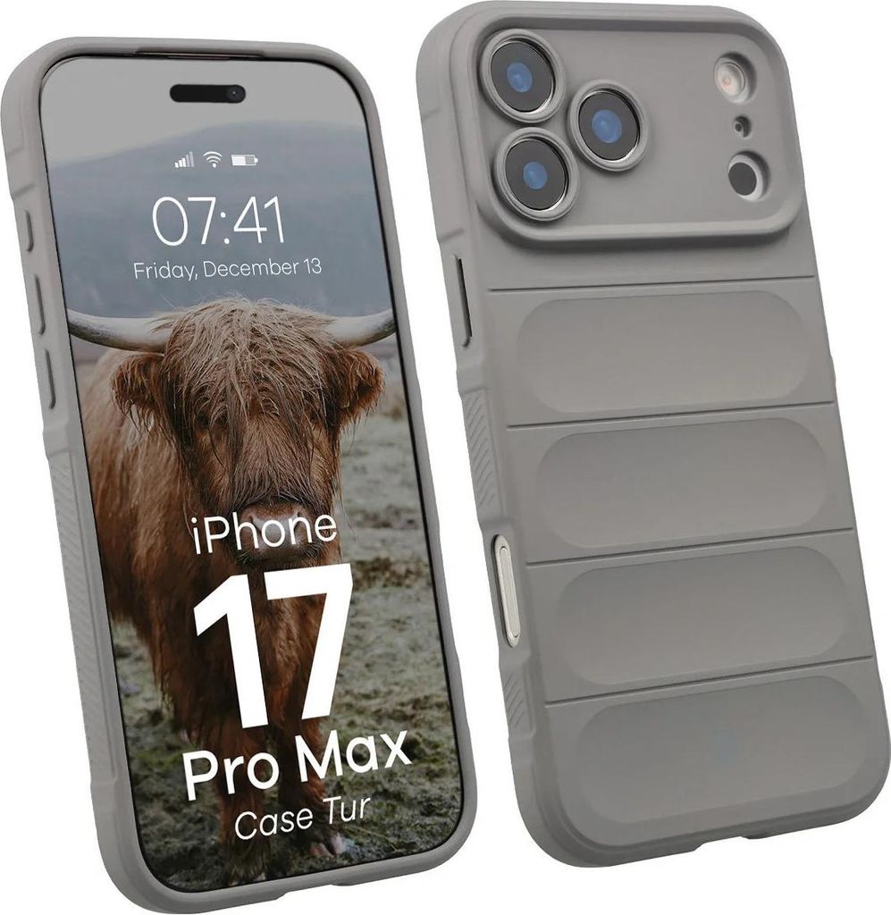 Robuste Handyhülle für iPhone 17 Pro Max, Bizon Case Tur, Hellgrau