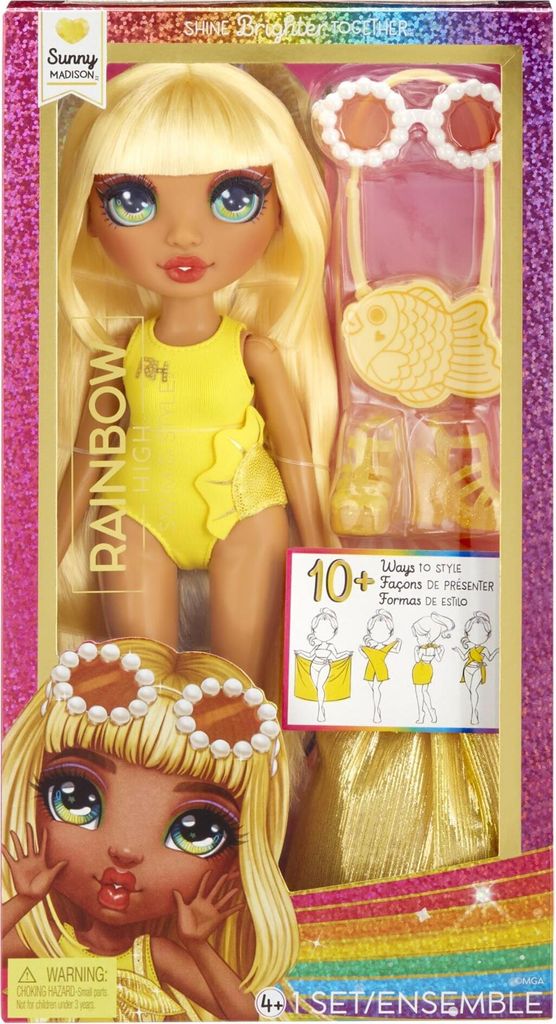 MGA Entertainment Rainbow High Swim & Style Fashion Doll- Sunny (Yellow)