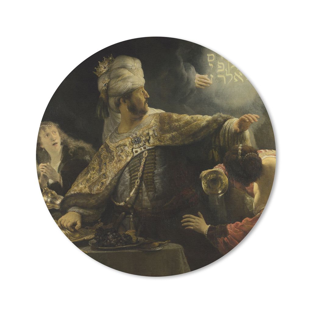 MuchoWow Mauspad Mousepad Das Festmahl des Belsazar - Rembrandt van Rijn 20x20 cm - Mousepads - Maus Mat - Pad - Mausunterlage - Schreibtischmatte