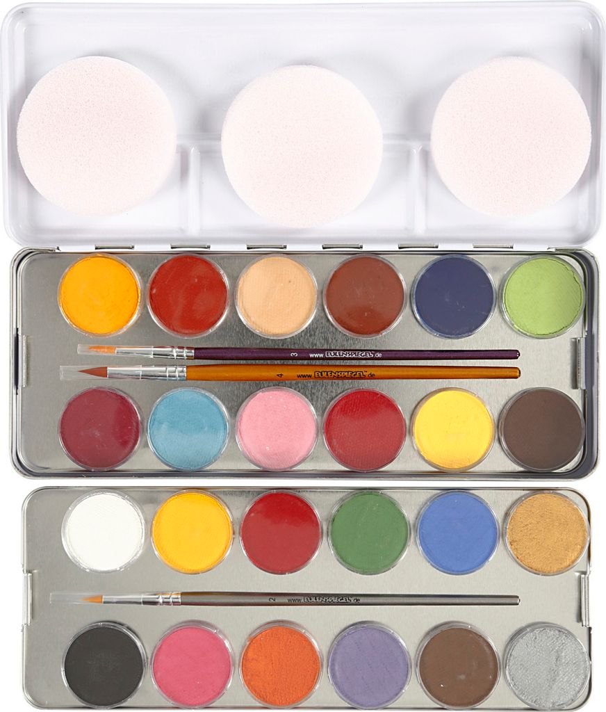 Eulenspiegel Schminke, verschiedene Farben, 24 Farben 1 Set