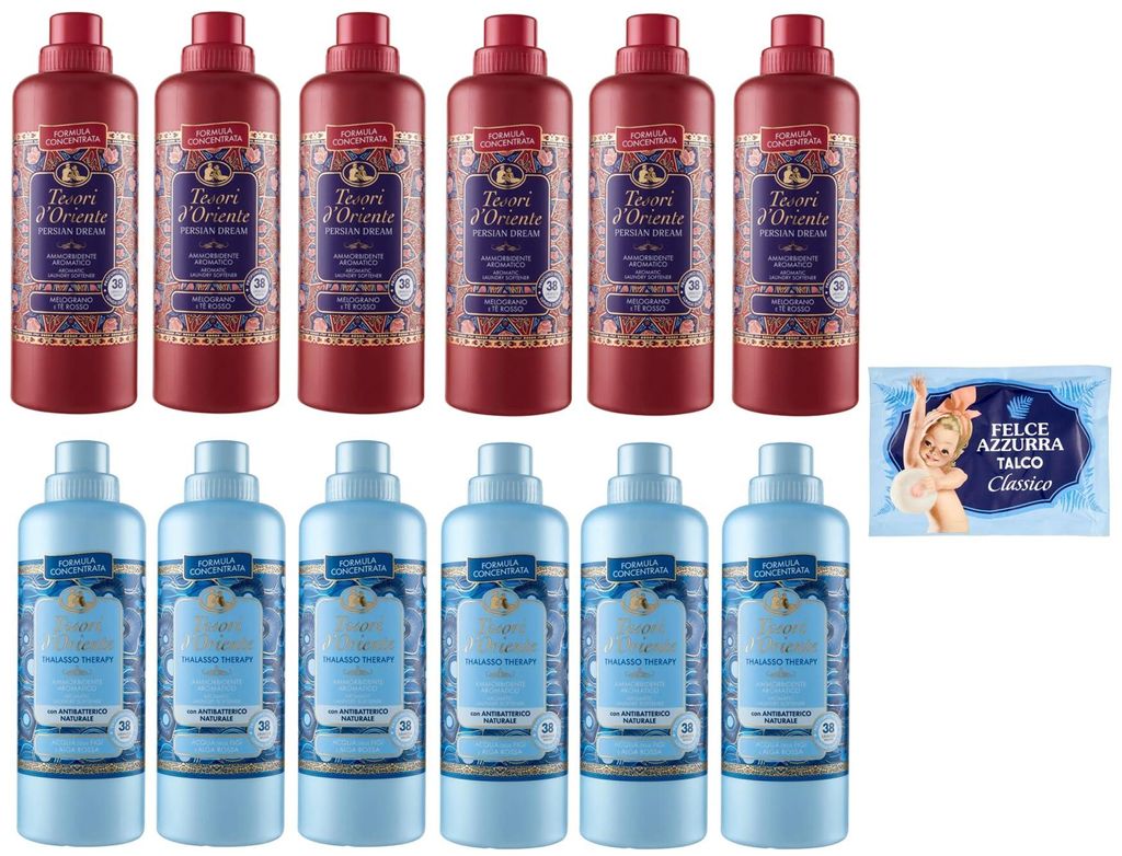 12er-Pack Testpaket Tesori d'Oriente Persian Dream Thalasso Therapy Ammorbidente Concentrato,Konzentrierter Weichspüler,38 Wäschen,760ml + 1er-Pa...