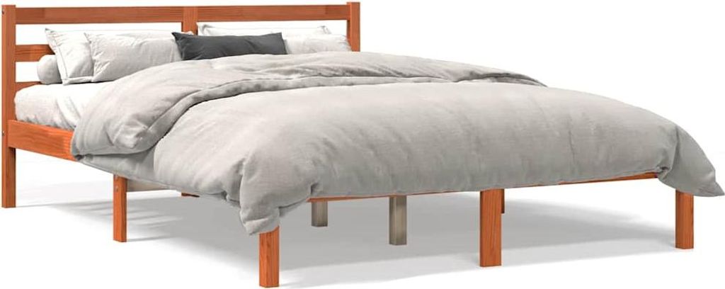 vidaXL Massivholzbett ohne Matratze Wachsbraun 140x190 cm Kiefernholz