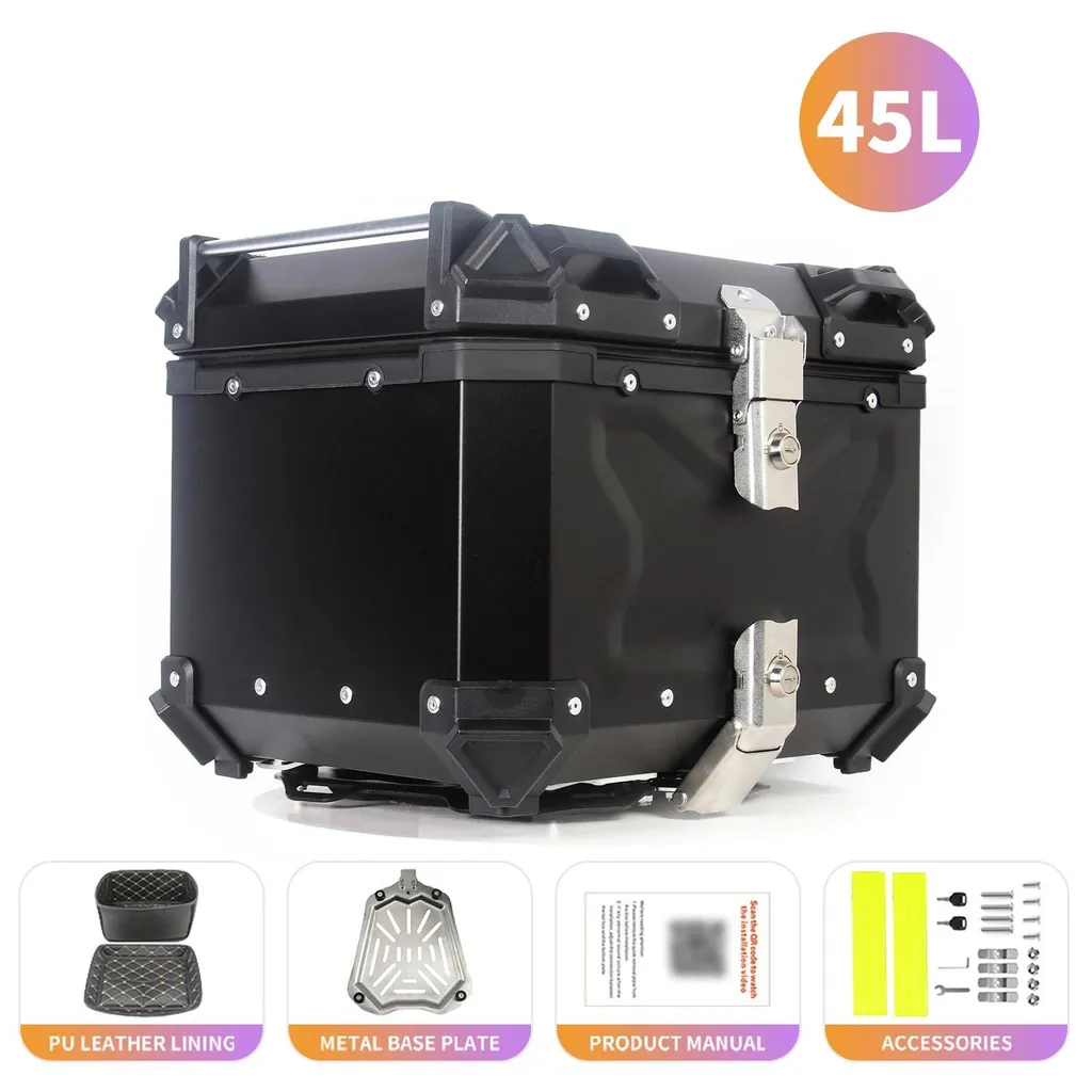 Top case aluminium 45 litres étanche avec système de verrouillage sûr