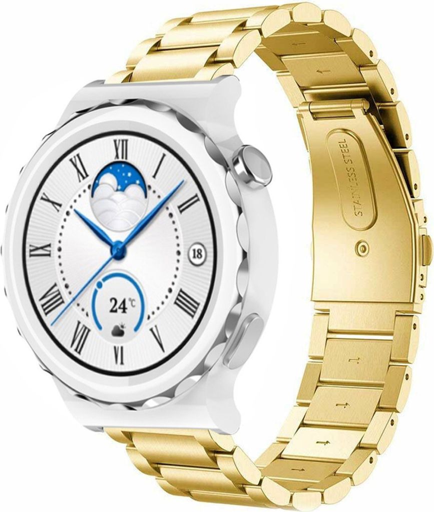 Strap-it Stahlarmband - Kompatibel mit Huawei Watch GT 3Armband 42mmEdelstahl Huawei watch strap Armband mit butterfly Faltschließe für 20mmArmba...