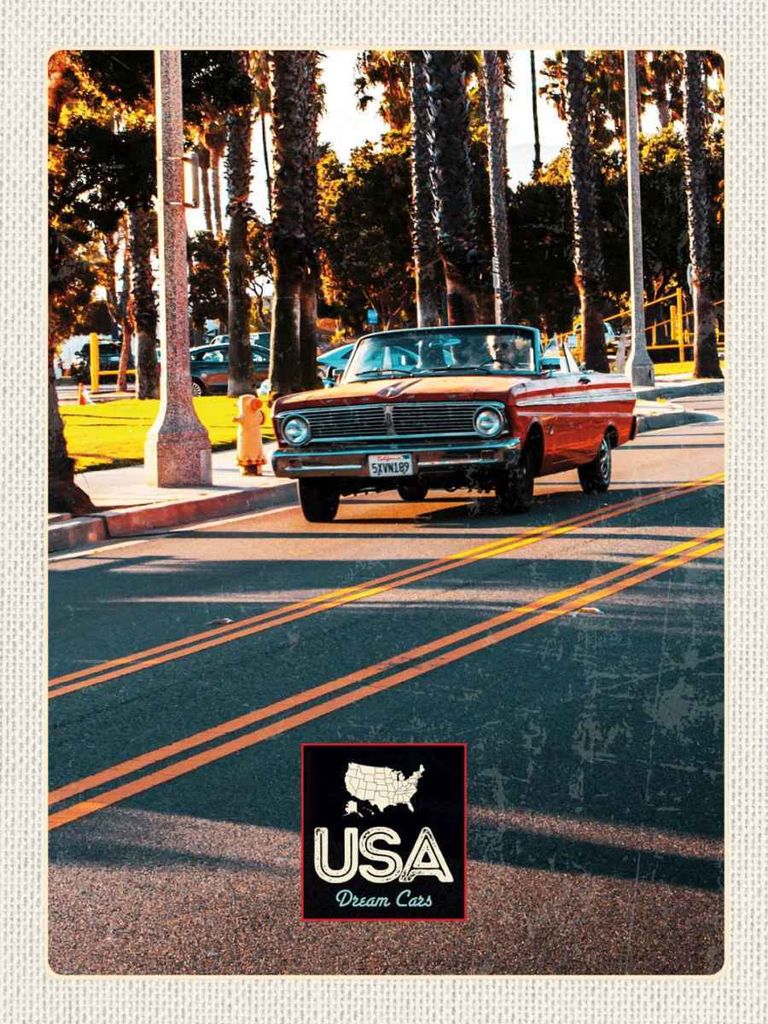 vianmo Holzschild 40x30 cm Amerika Oldtimer Straße Caprio rot Bildmotiv Reisemotiv USA