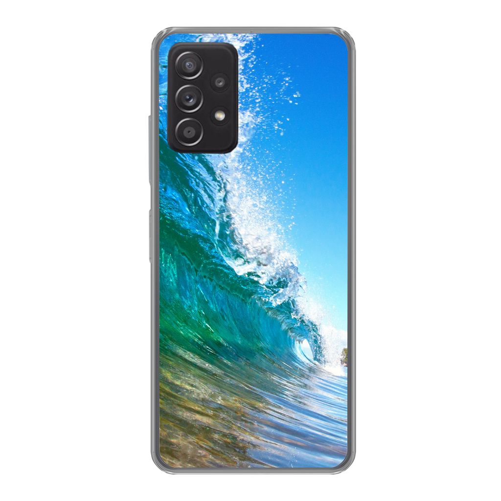 MuchoWow Handyhülle Schutzhülle Hülle für Samsung Galaxy A33 5G Nahaufnahme einer Welle, die sich vor der Küste von Hawaii bricht Silikon So...