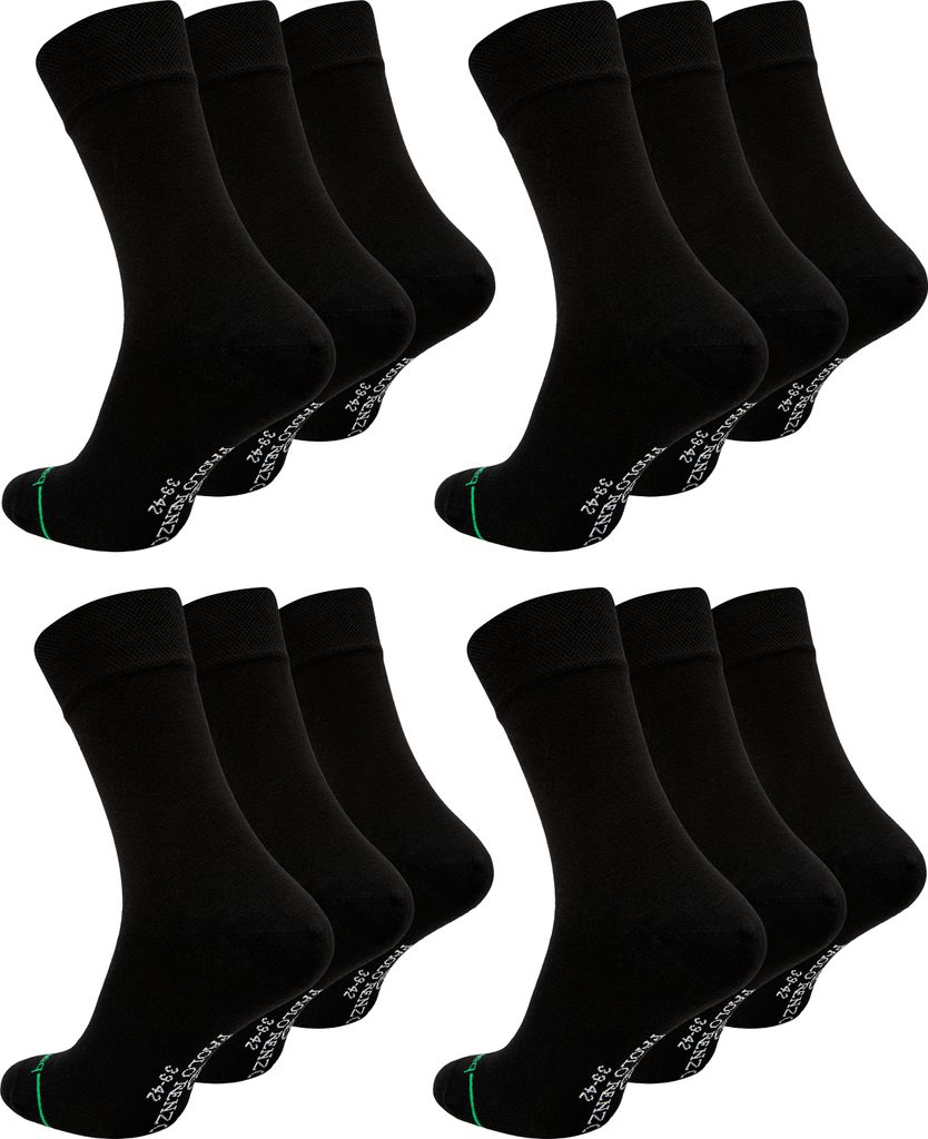 Paolo Renzo Bambus Business Socken Damen & Herren 12 Paar 35/38 Schwarz