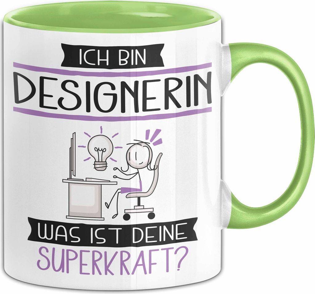 Designerin Geschenk Tasse Ich Bin Designerin Was Ist Deine Superkraft Geschenkidee Lustig Geburtstag Weihnachten (Grün)