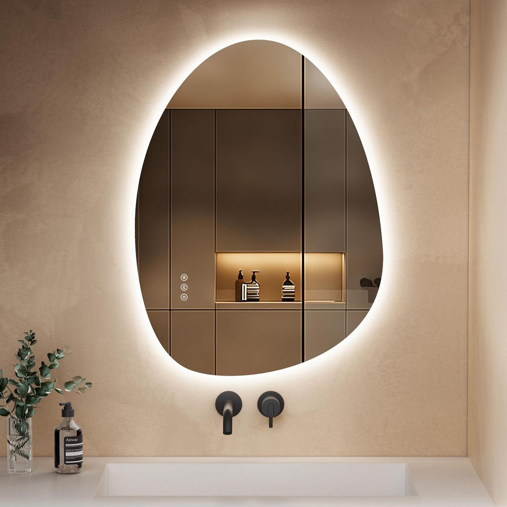 S'AFIELINA 75×55 cm Specchio asimmetrico LED - Specchio da Immagine del prodotto 