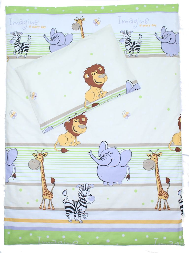2 teilige Baby Kinder Bettwäsche 100% Baumwolle - Primawela - 08. Safari Grün
