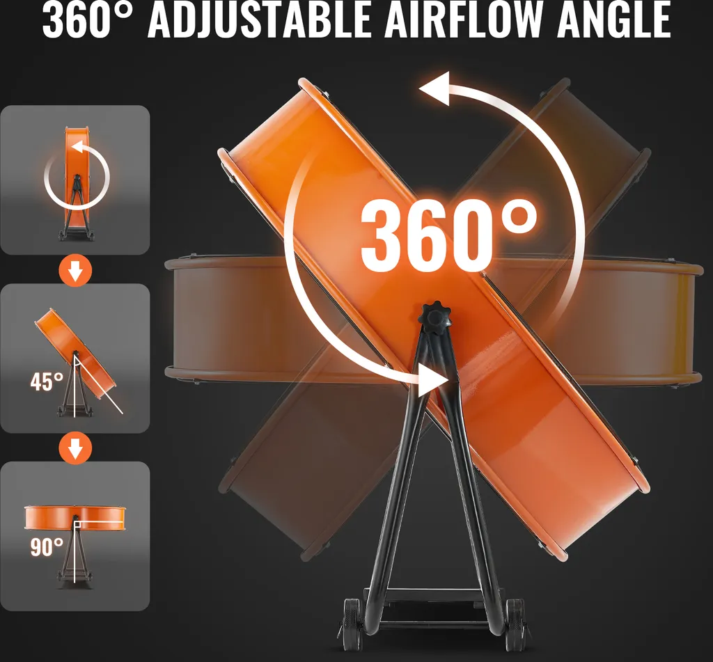 VEVOR Ventilateur de Sol Industriel 8600 CFM avec Inclinaison à 360° - 5
