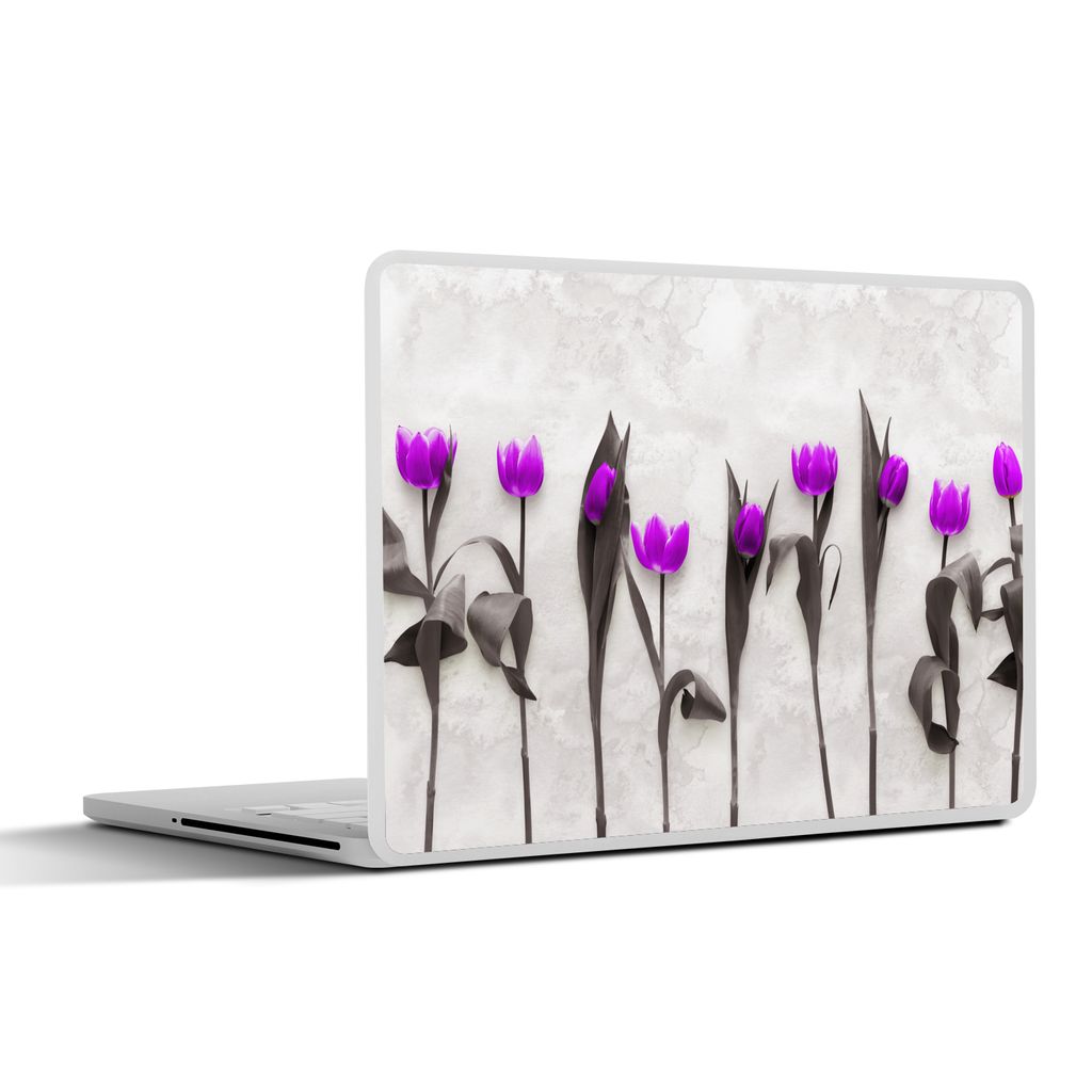 MuchoWow Laptop Aufkleber Sticker Cover Blumen - Tulpen - Lila 36.5x27.5 cm - Laptop-Sticker