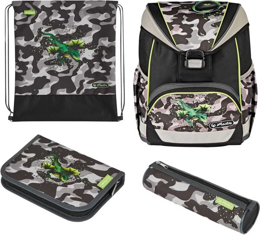 Sac à Dos Scolaire Ultra Léger herlitz Camo Dragon avec Dos Ergonomique