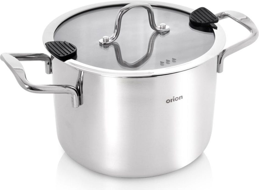 Orion | Schmortopf mit Glasdeckel - 20 cm - 4,6 l - Edelstahl-Kochtopf - Induktionsgeeignet - Spülmaschinenfest - VENICE