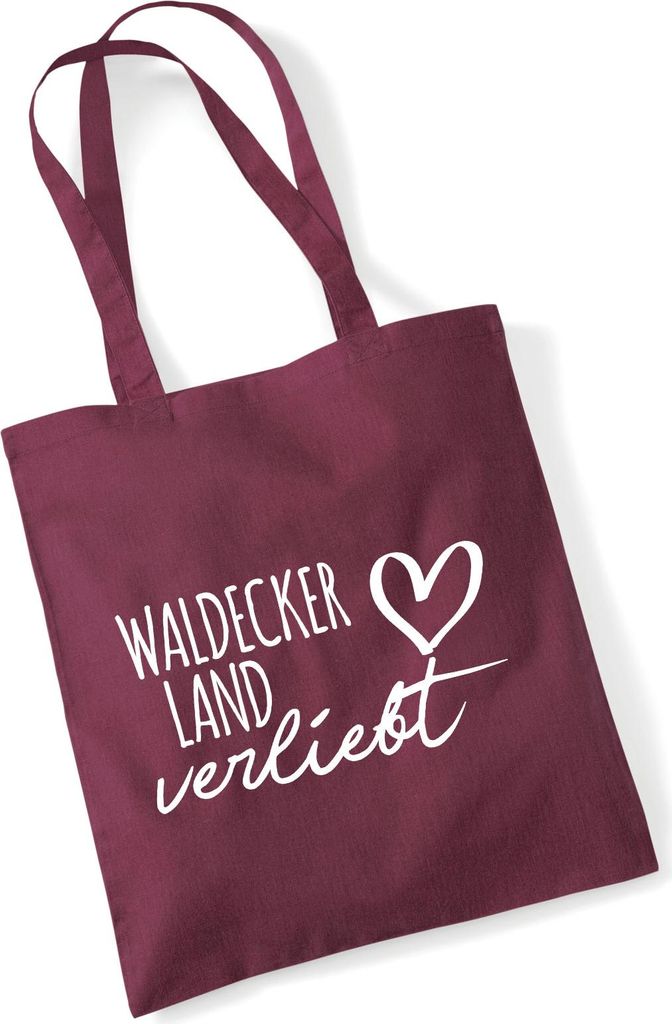 Huuraa Jutebeutel Waldecker Land verliebt 10 Liter Burgundy Baumwolle Tasche Geschenkidee