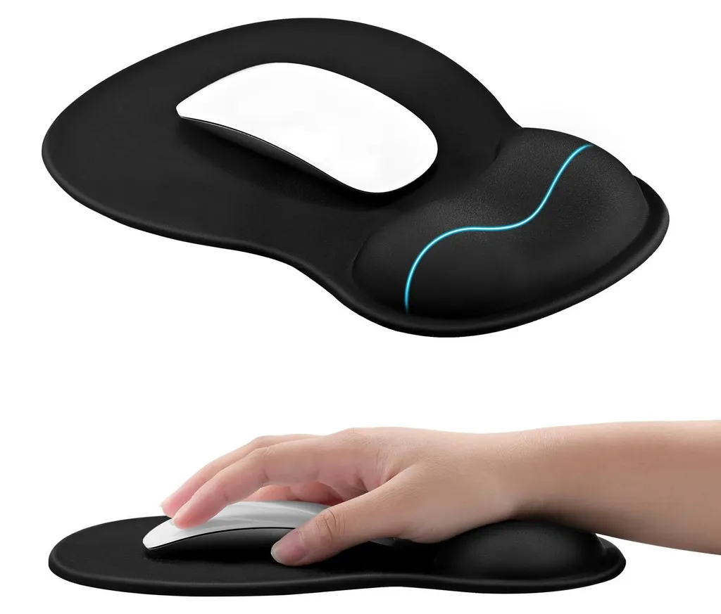 Tapis de Souris Ergonomique Lavable avec Support de Poignet Souple Noir