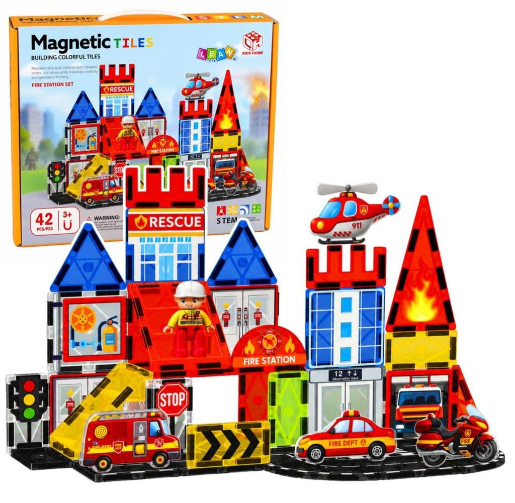 Magnetische Konstruktionsbausteine, Feuerwehrstation, Produktbild 