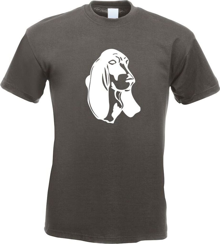 Kiwistar - T-Shirt - Graphit - Basset Hound - Laufhund - Jagdhund Motiv Bedruckt Funshirt Design Print - mit Motiv Bedruckt - Funshirt Design - Spo...