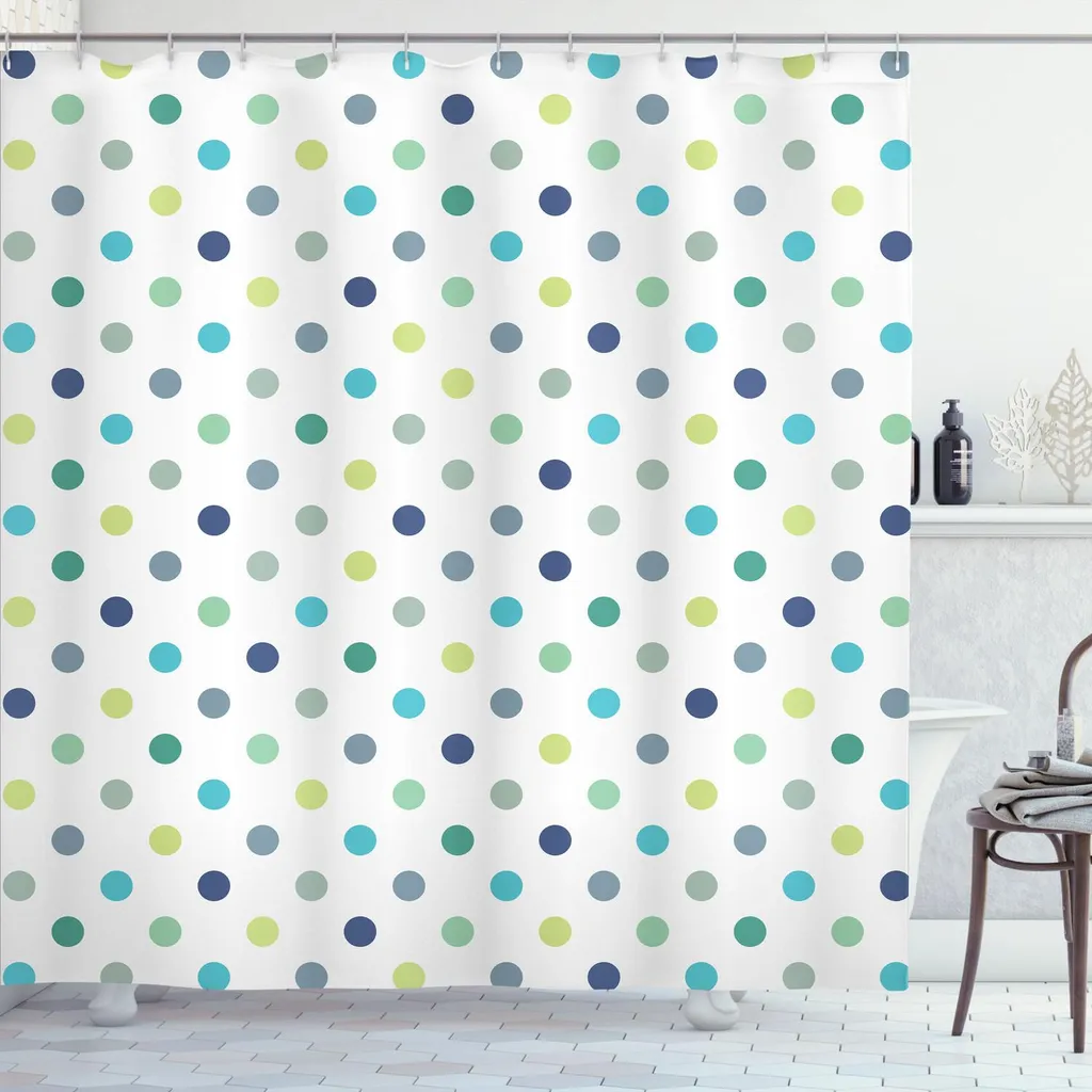 ABAKUHAUS Tenda Doccia Pois 175x200 Verde Giada - Arredo Bagno Vintage