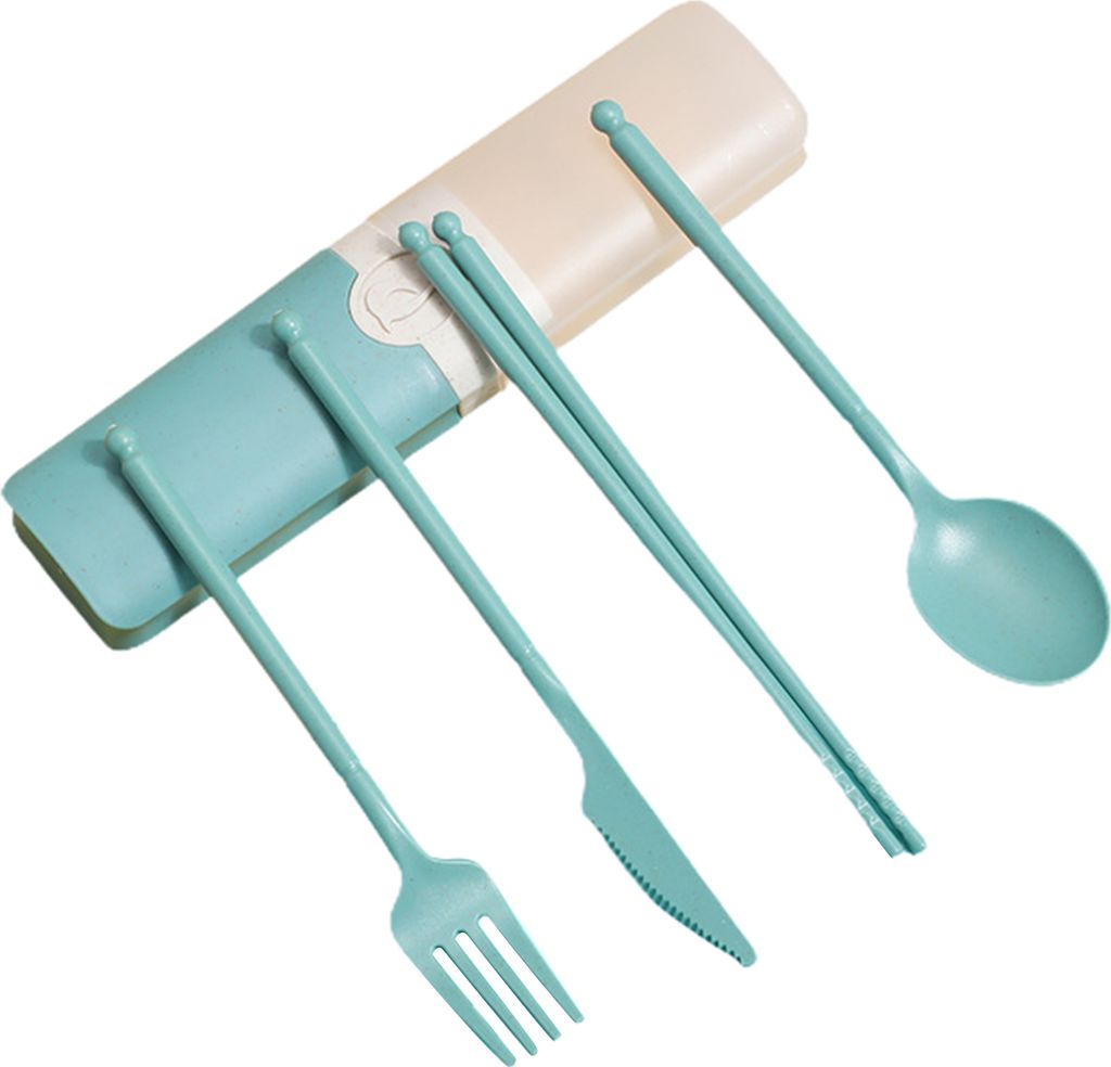 Tragbares Besteckset mit Aufbewahrungsbox, Löffel, Gabel, Essstäbchen, Cutter, bequemer Griff, Camping-Picknicks, Reise-Besteckset
