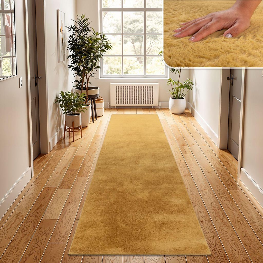 TT Home Wohnzimmer Teppich Hochflor Langflor Kunstfell Weich Modern Unifarben Flauschig Größe 80x300 cm