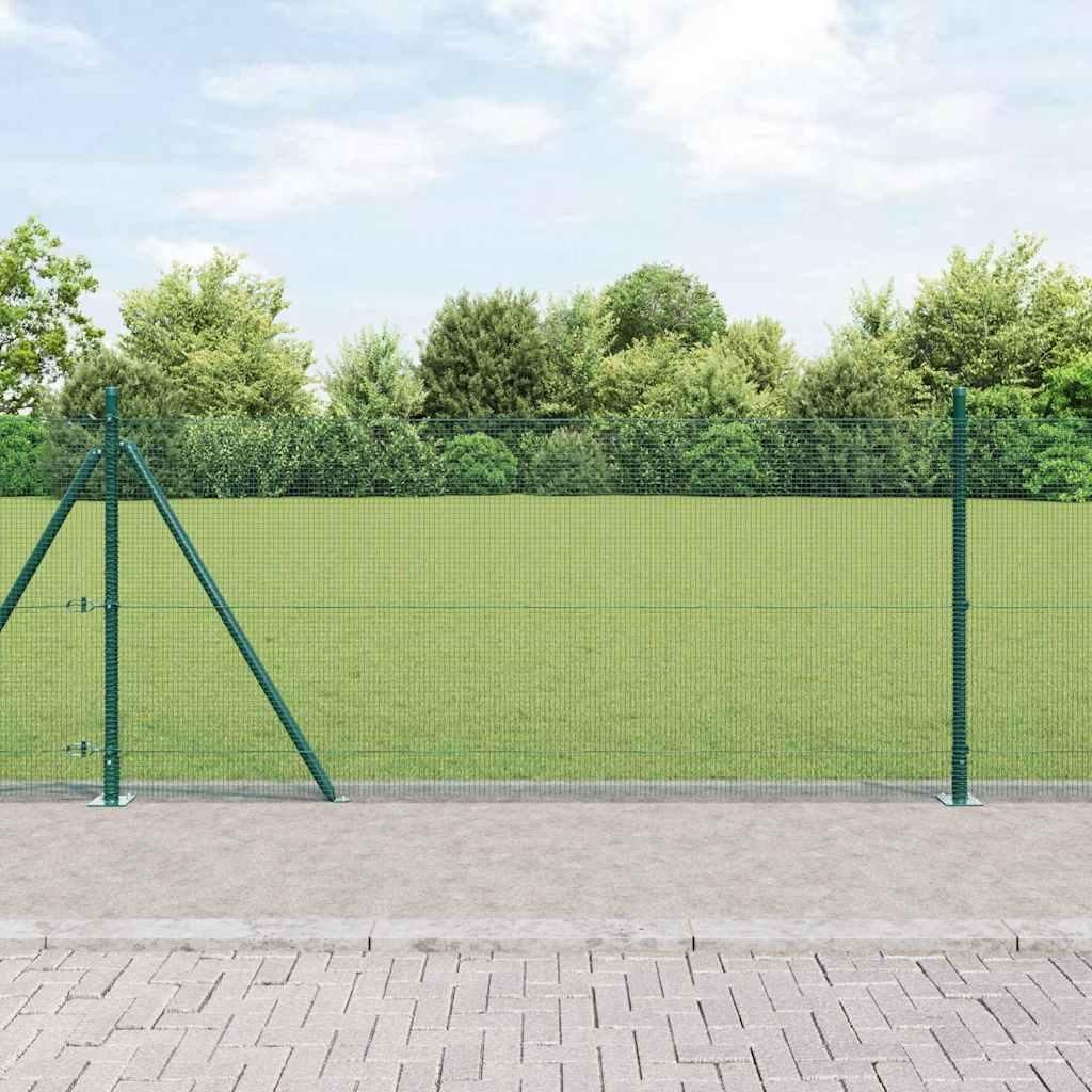 Maison Exclusive - Zaunpfosten Grün 100 x 1 m (12 x 12 mm Maschen) Stahl und PVC